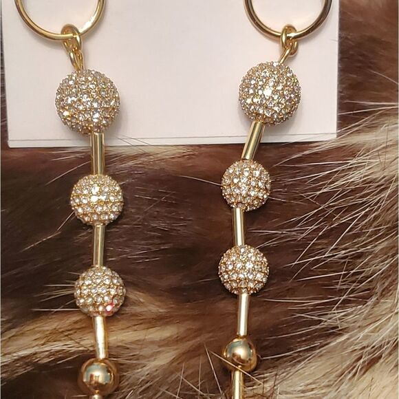 Rebecca Minkoff Gold Plated Swarovski Crystal Pave Drop Earrings - Picture 6 of 7